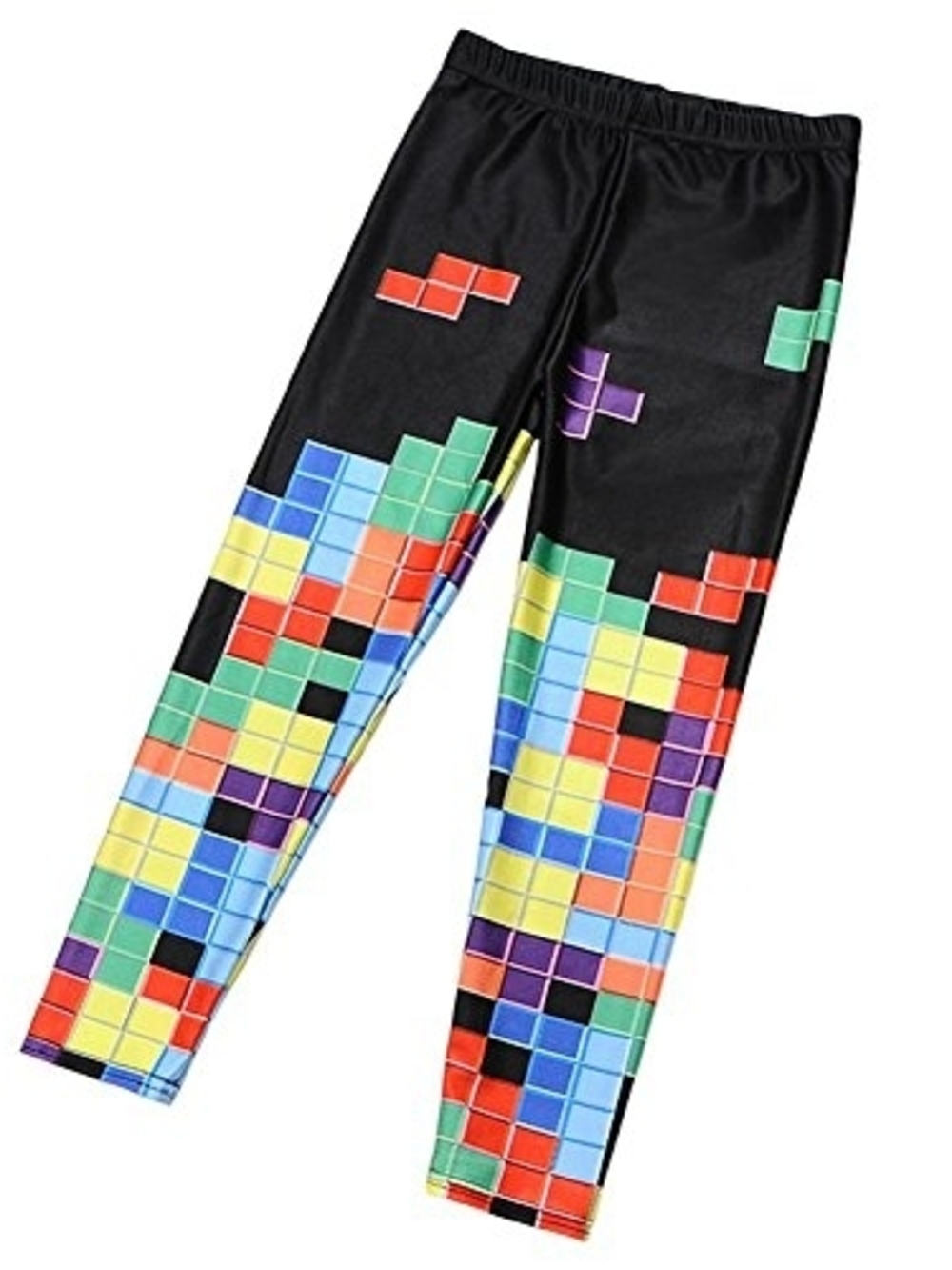 Tetris Block Pattern Leggings - Multicolor